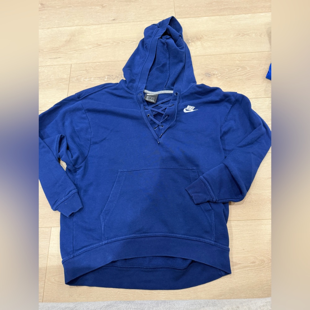 Nike Women's Deep Blue Lace-Up Hoodie